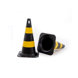 CONE DE PVC 50CM PRETO/AMARELO
