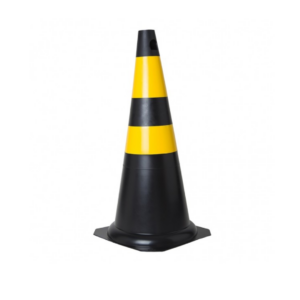 CONE PVC 75CM PRETO/AMARELO